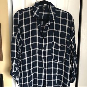 Blue & White Checkered F21 Blouse